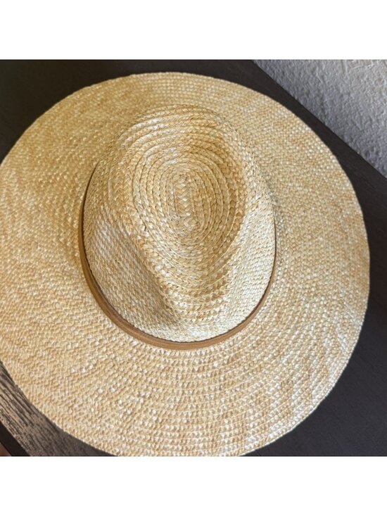 GIGI PIP Wide Brim Straw Fedora with Brown Band display picture 1